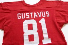 画像3: 70s USA製 Championチャンピオン GUSTAVUS 81 ナンバリング コットン フットボールTシャツ 赤 S (3)