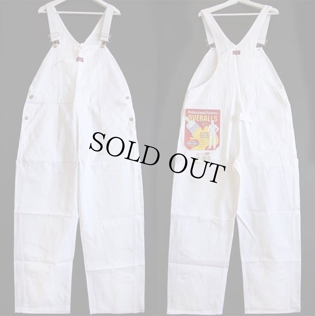 画像3: デッドストック★90s USA製 Dickiesディッキーズ 山ポケ コットン オーバーオール 生成り w38 L30 (3)