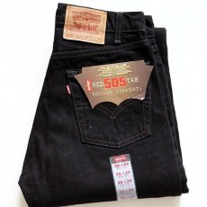 画像1: デッドストック★90s USA製 Levi'sリーバイス 505 ブラック デニムパンツ w30 L34 (1)