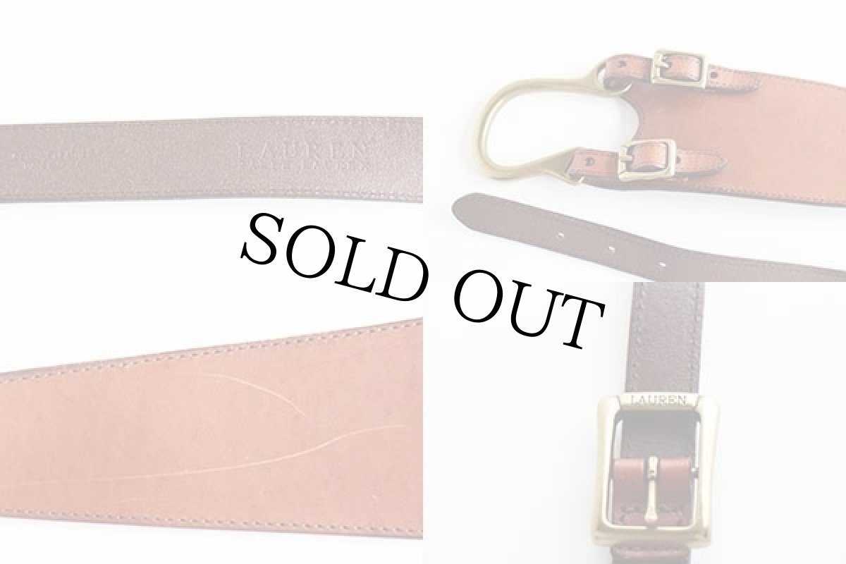 画像4: LAUREN ラルフローレン デザイン レザーベルト 茶 L★1239 (4)