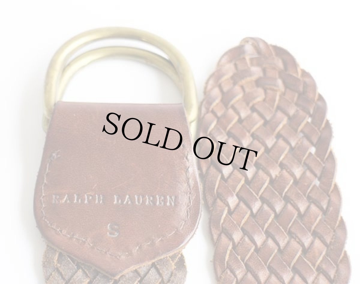 画像3: ラルフローレン 編み込み レザー Dリングベルト 焦げ茶 S★1281 (3)