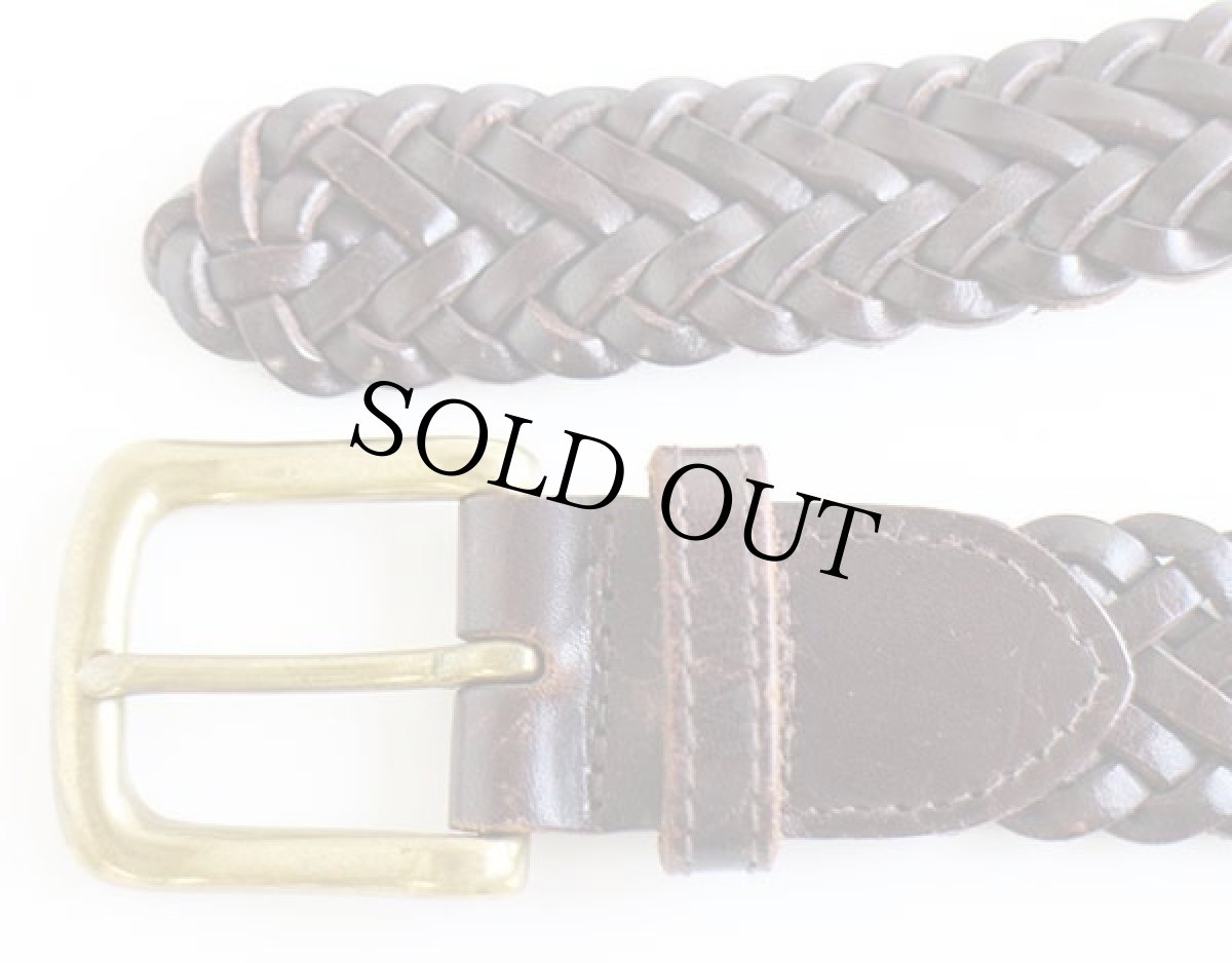 画像2: BROOKS BROTHERSブルックスブラザーズ 編み込み レザーベルト 焦げ茶 34★1246 (2)