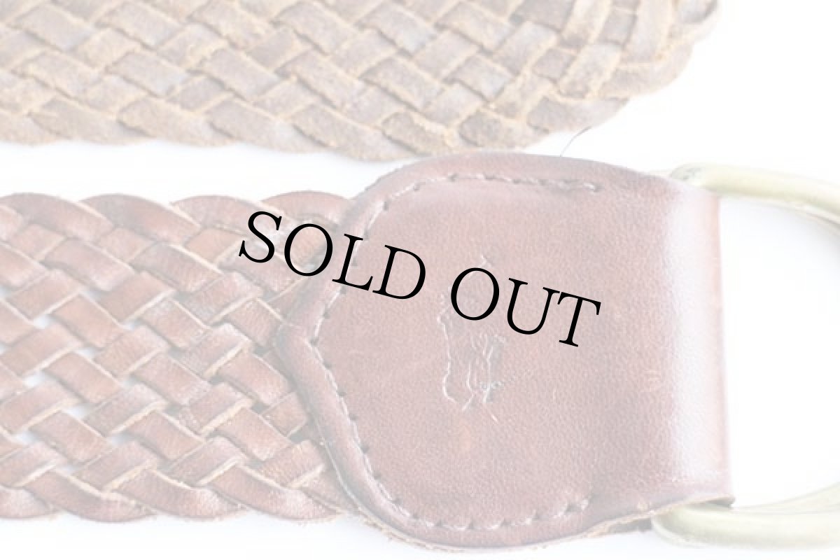 画像2: ラルフローレン 編み込み レザー Dリングベルト 焦げ茶 S★1281 (2)