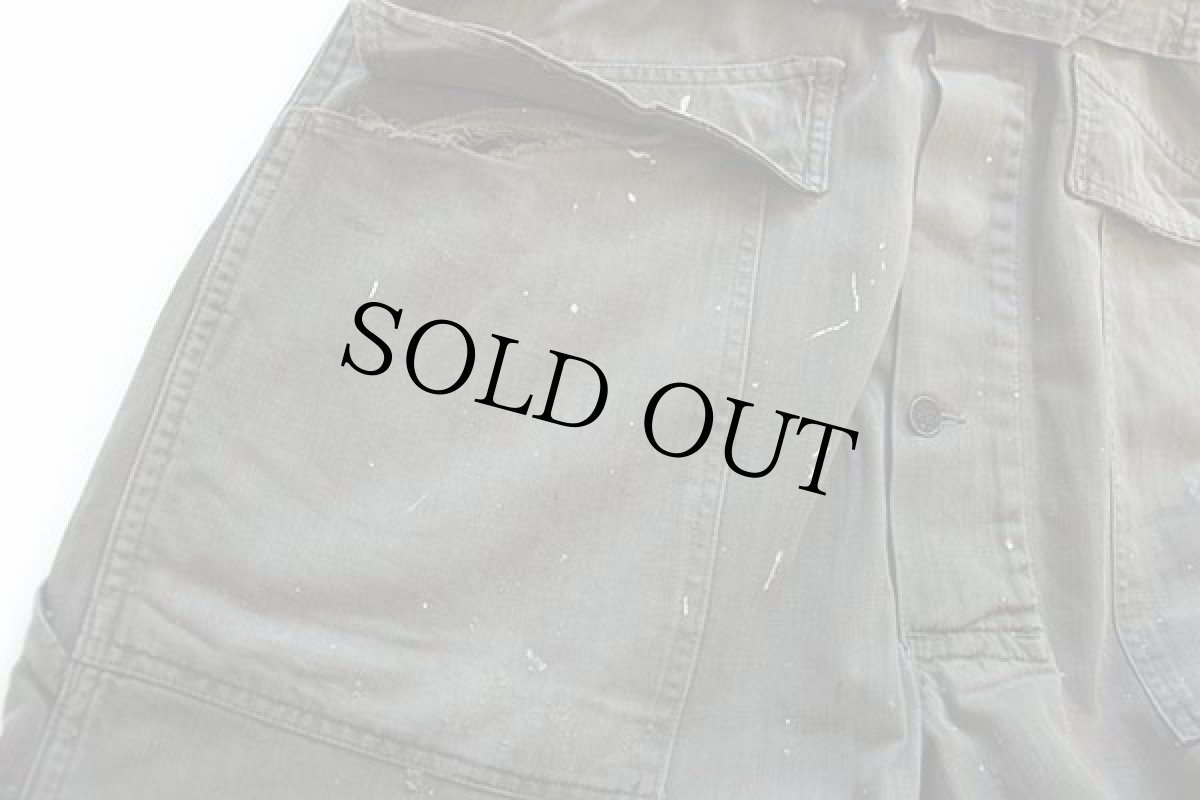 画像6: 40s 米軍 U.S.ARMY M-43 HBT ヘリンボーンツイル オールインワン オリーブドラブ ペンキ飛び 38R★つなぎ (6)