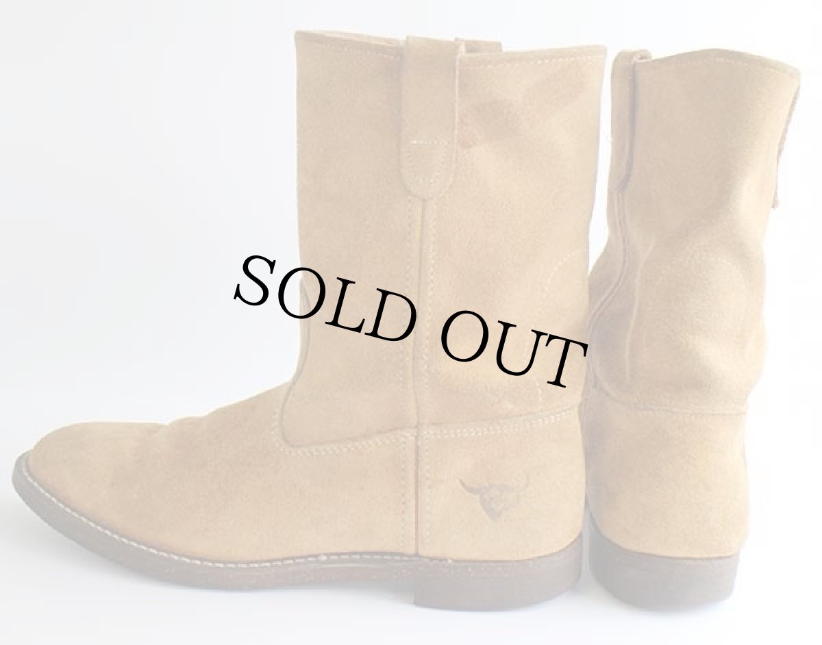 画像2: 80s USA製 TEXAS STEER スエードレザー ペコスブーツ 茶 (2)