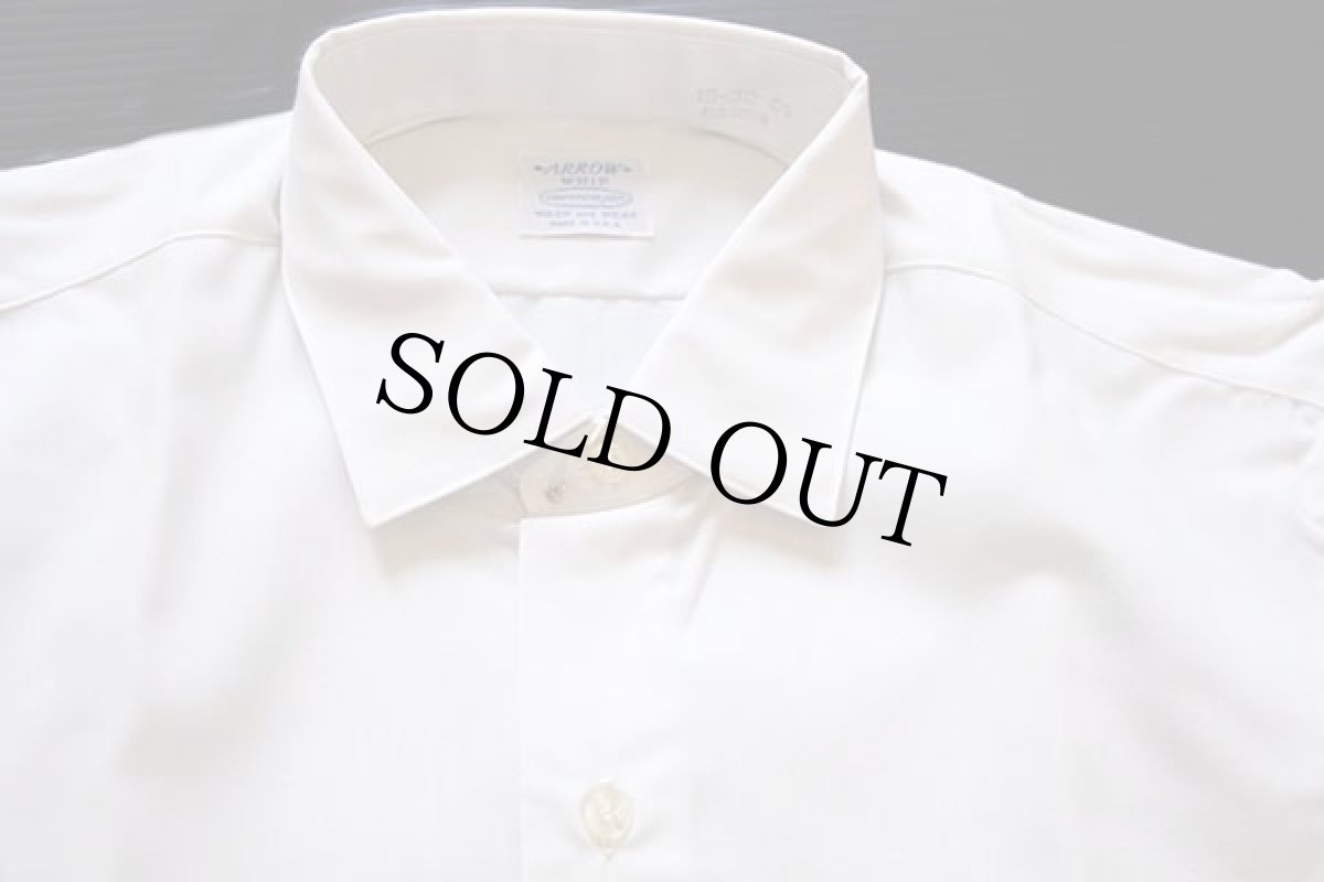 画像4: デッドストック★60s USA製 ARROW 無地 コットンシャツ 白 15-32 (4)