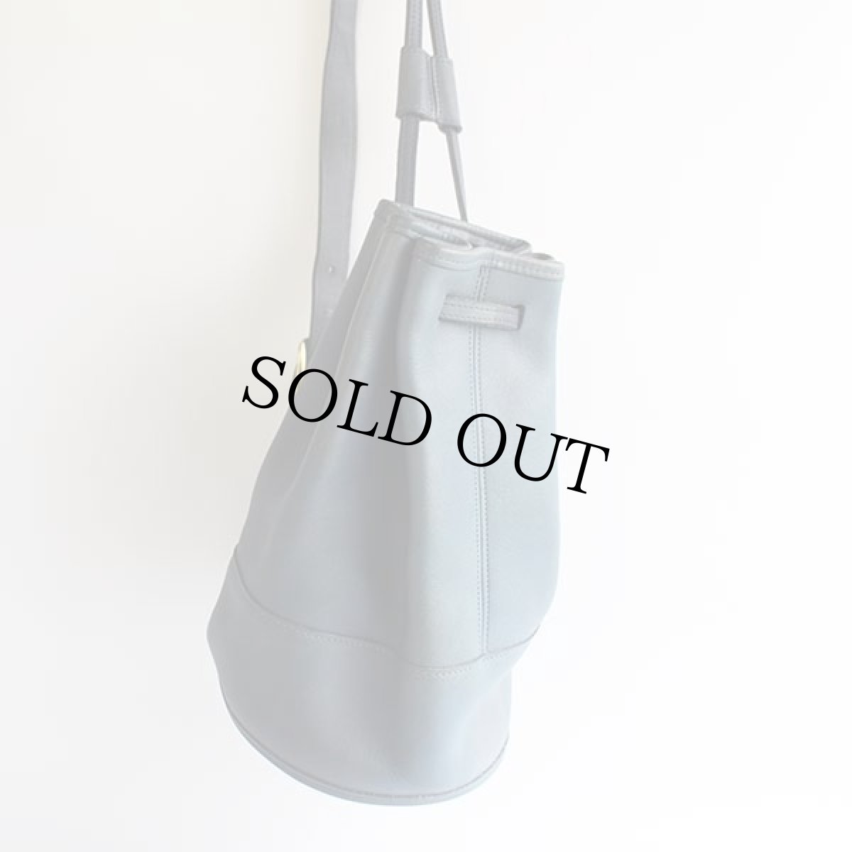 画像2: USA製 COACH オールド コーチ 巾着 レザー ワンショルダーバッグ 紺★9984 (2)