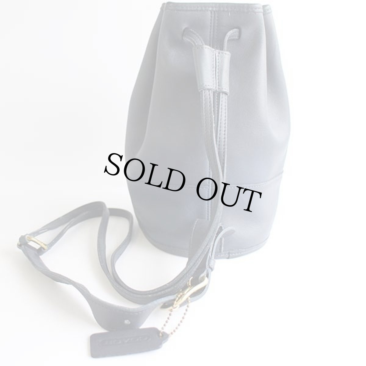 画像3: USA製 COACH オールド コーチ 巾着 レザー ワンショルダーバッグ 紺★9984 (3)