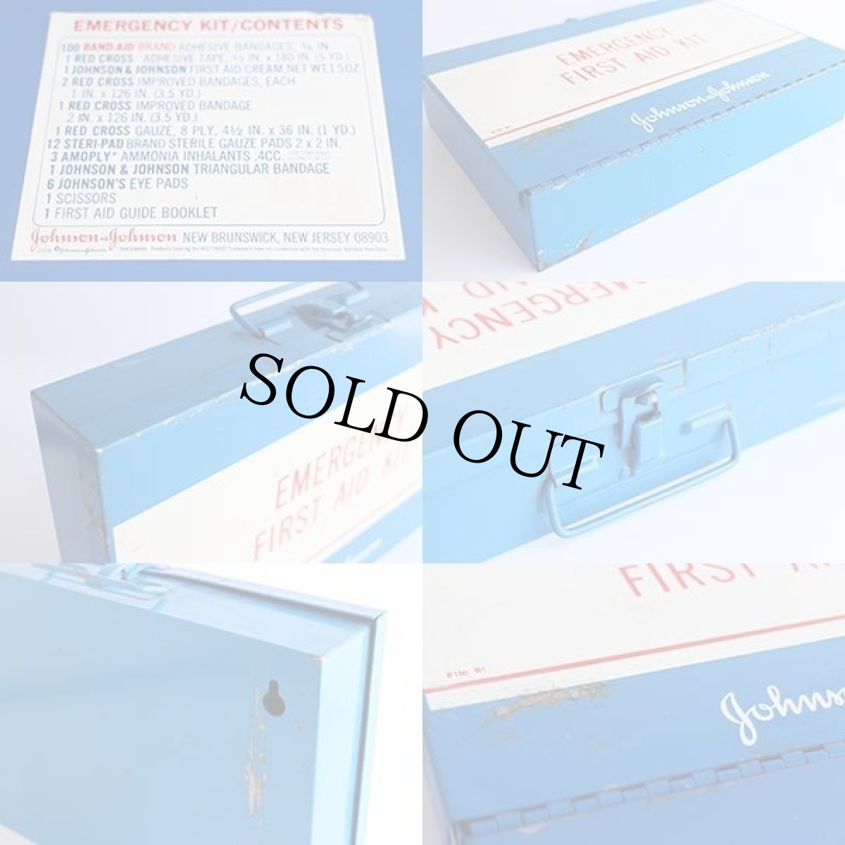 画像4: ビンテージ USA製 Johnson&Johnson EMERGENCY FIRST AID KIT スチール ボックス (4)