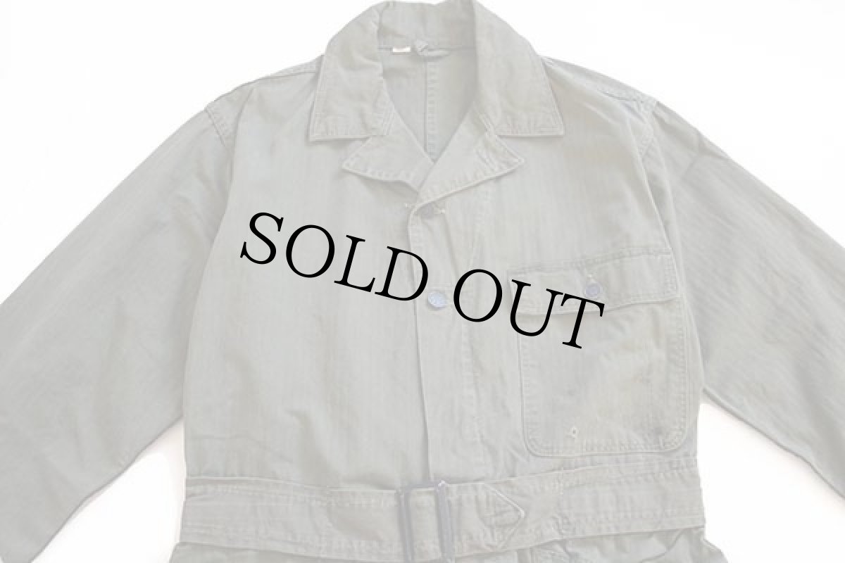 画像3: 40s 米軍 U.S.ARMY M-43 HBT ヘリンボーンツイル オールインワン オリーブドラブ 38R★E つなぎ (3)