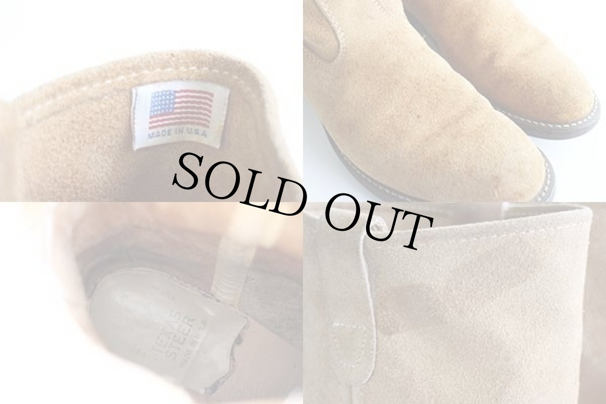 画像5: 80s USA製 TEXAS STEER スエードレザー ペコスブーツ 茶 (5)