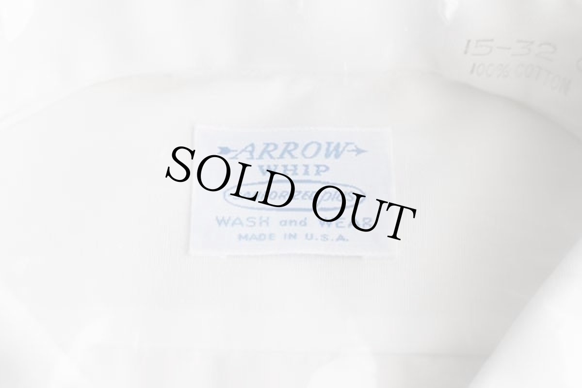 画像5: デッドストック★60s USA製 ARROW 無地 コットンシャツ 白 15-32 (5)