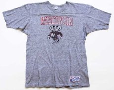 画像2: 80s USA製 Championチャンピオン WISCONSIN バッキー 88/12 フットボールTシャツ 杢グレー XL (2)