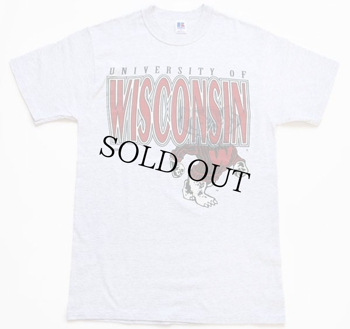 画像2: 90s USA製 RUSSELLラッセル UNIVERSITY OF WISCONSIN バッキー Tシャツ 杢ライトグレー M (2)