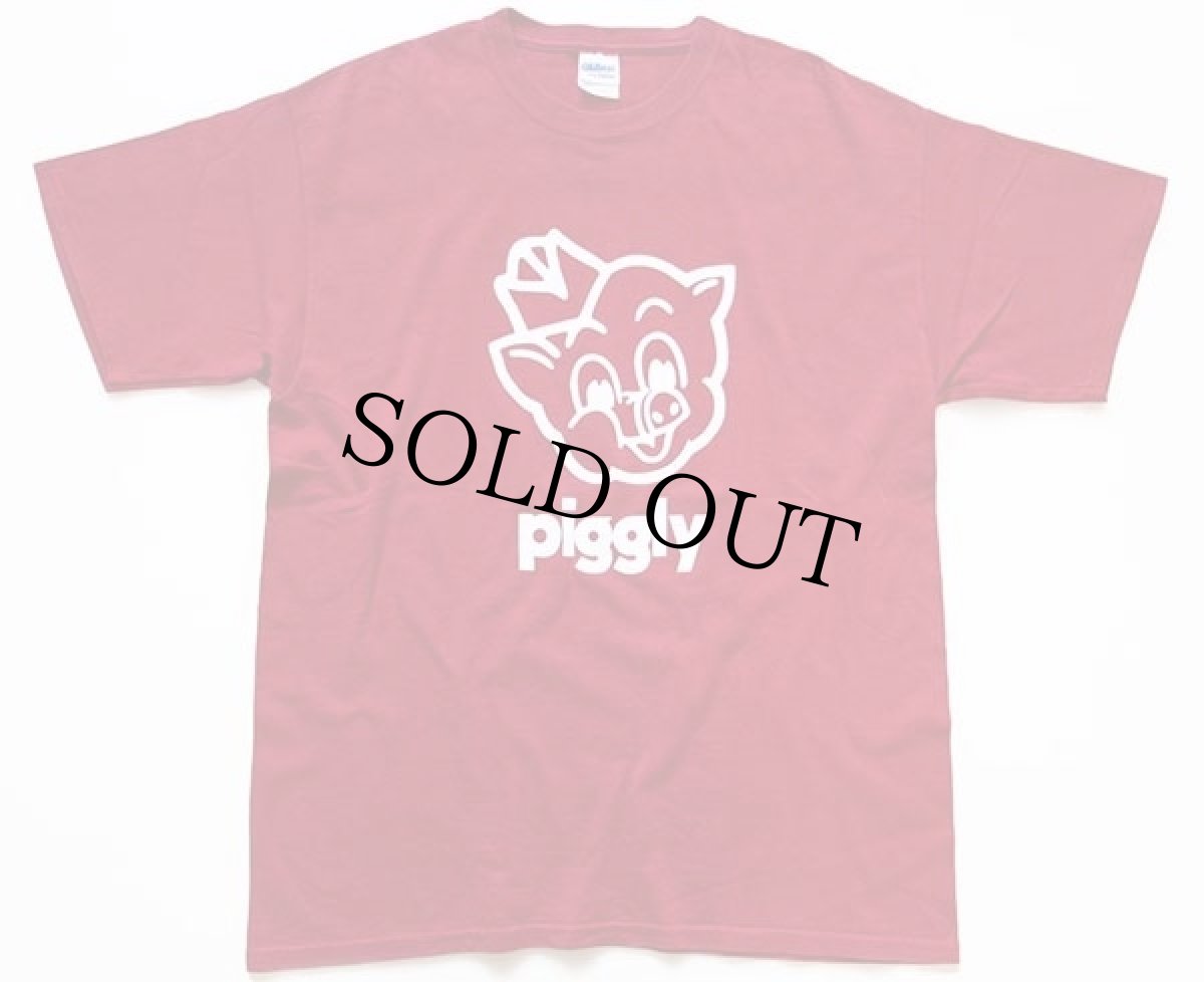 画像2: piggly wiggly 両面プリント コットンTシャツ ワインレッド L★ピグリー ウィグリー (2)