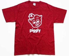 画像2: piggly wiggly 両面プリント コットンTシャツ ワインレッド L★ピグリー ウィグリー (2)