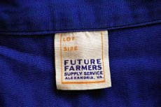 画像4: 50s FFA FUTURE FARMERS チェーン刺繍&パッチ&マチ付き コットンポプリン ワークシャツ 青 (4)