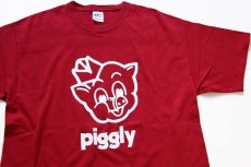 画像1: piggly wiggly 両面プリント コットンTシャツ ワインレッド L★ピグリー ウィグリー (1)