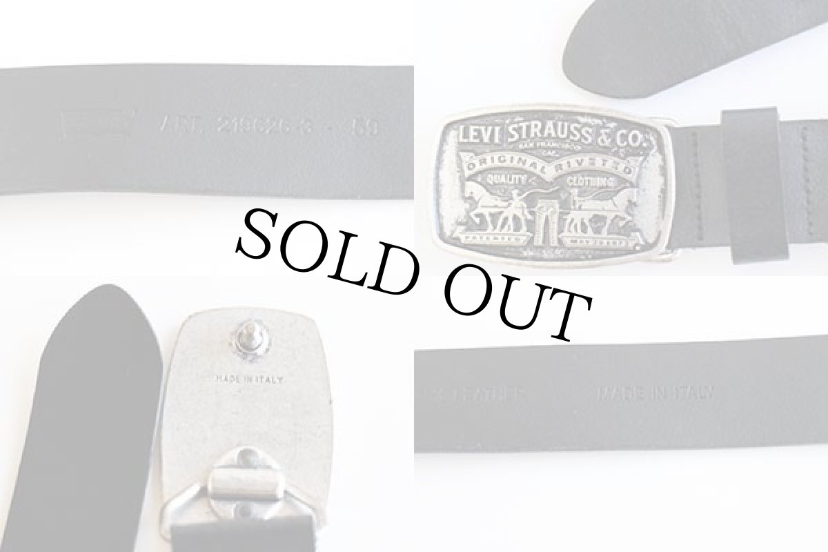 画像3: 90s イタリア製 Levi'sリーバイス バックル レザーベルト 黒 80/32 (3)