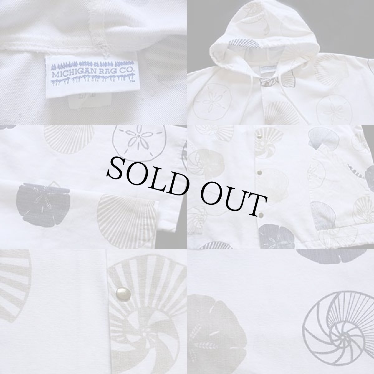 画像3: 90s USA製 MICHIGAN RAGミシガンラグ 貝殻 総柄 パーカー L/XL (3)