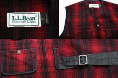 画像3: 90s USA製 L.L.Bean チェック ウールベスト 赤×黒 M (3)