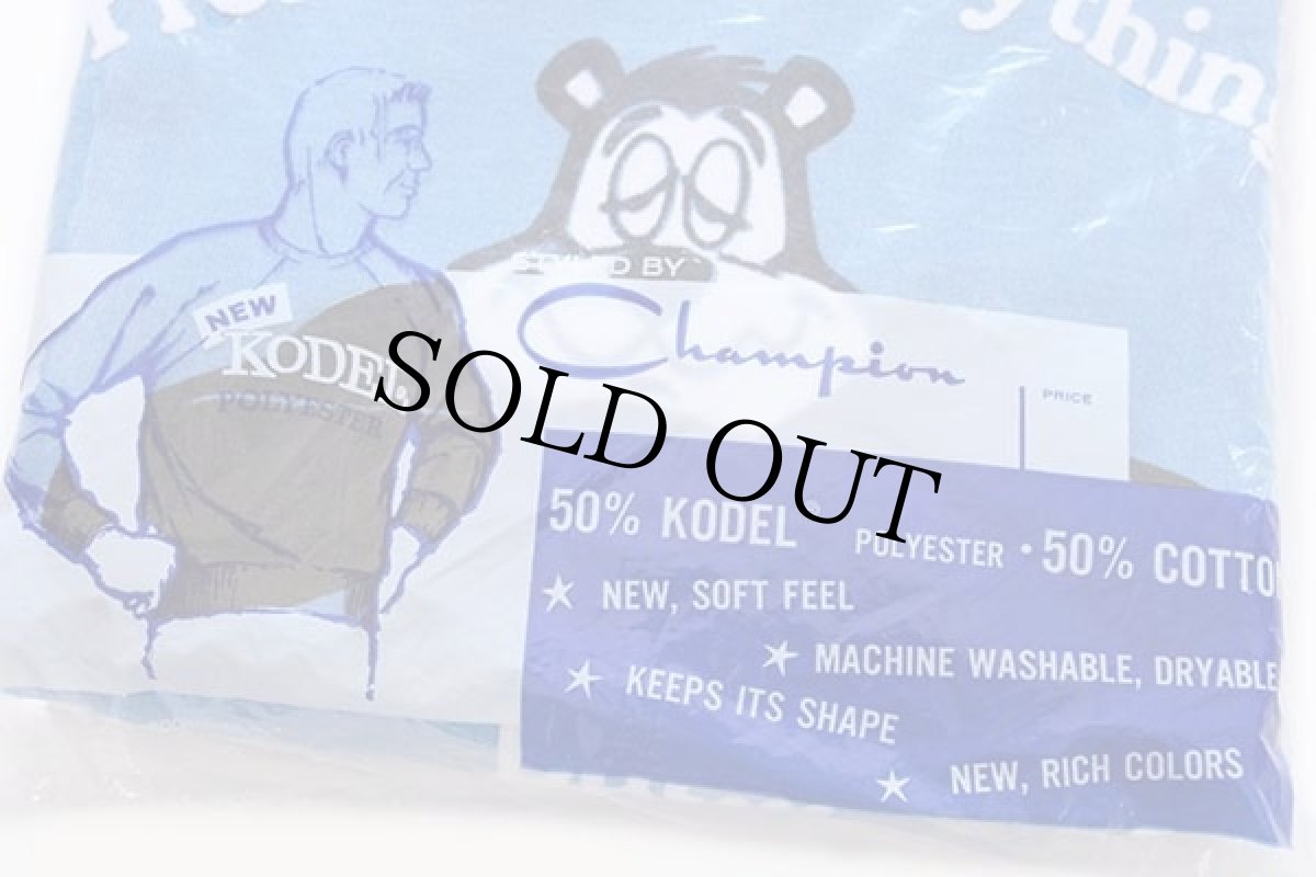 画像6: デッドストック★60s USA製 CHAMPIONチャンピオン プロダクツ Hamm's Bear フロッキープリント スウェット 水色 L (6)