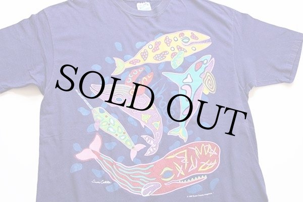 90s USA製 Hanes Susan Costello クジラ アート コットンTシャツ