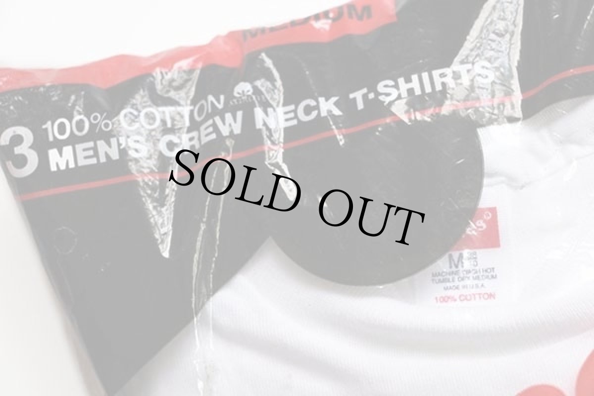 画像4: デッドストック★80s USA製 Hanes 無地 クルーネック コットンTシャツ 白 M 3パック (4)