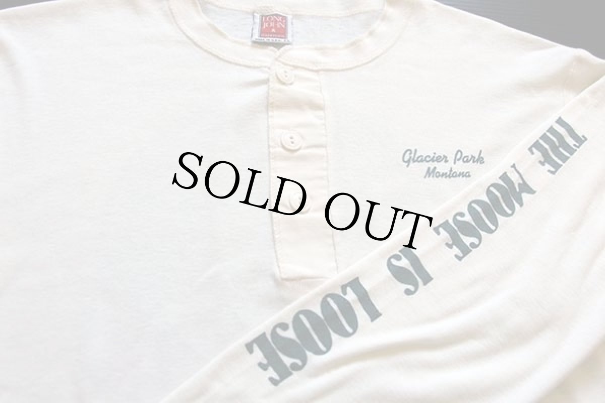 画像3: 90s USA製 Glacier Park Montana MOOSEHEAD BEER 両面プリント ヘンリーネック 長袖Tシャツ 生成り XL (3)