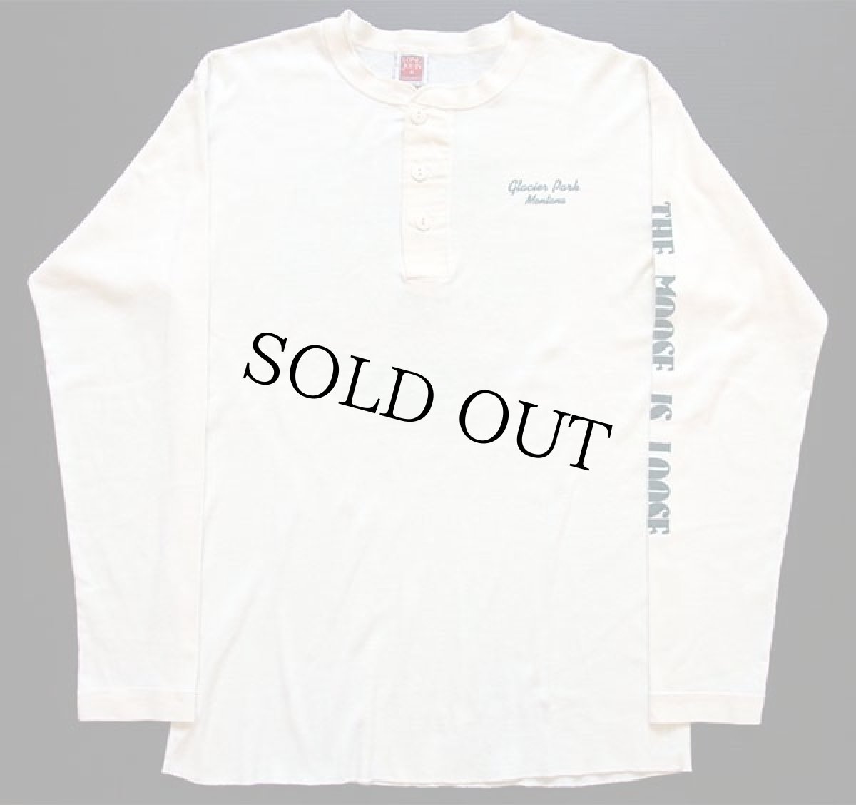 画像2: 90s USA製 Glacier Park Montana MOOSEHEAD BEER 両面プリント ヘンリーネック 長袖Tシャツ 生成り XL (2)