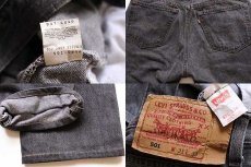 画像4: 90s USA製 Levi'sリーバイス 501 先染め ブラック デニムパンツ w31 (4)