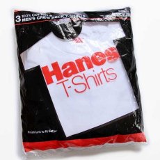画像1: デッドストック★80s USA製 Hanes 無地 クルーネック コットンTシャツ 白 M 3パック (1)