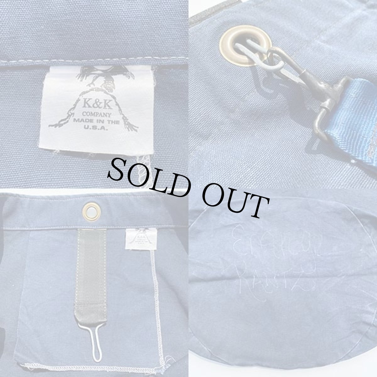 画像4: 80s USA製 K&K COMPANY キャンバス ダッフルバッグ 紺 (4)