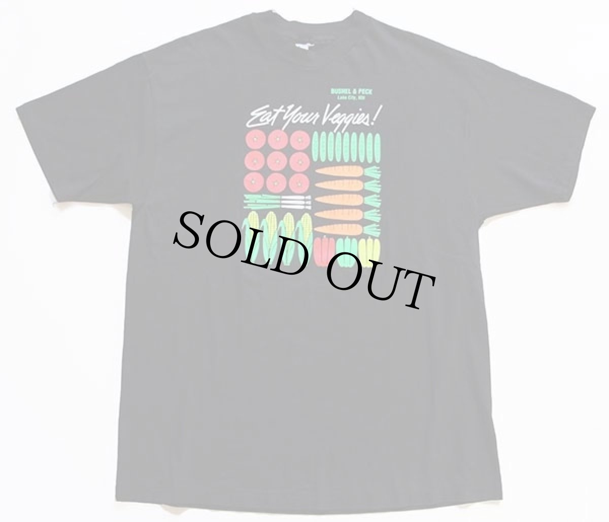 画像2: 90s USA製 Hanes Eat Your Veggies コットンTシャツ 黒 XL (2)