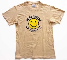 画像2: 90s USA製 DON'T WORRY BE HAPPY!! スマイル コットンTシャツ カーキ S (2)