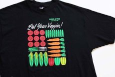 画像1: 90s USA製 Hanes Eat Your Veggies コットンTシャツ 黒 XL (1)