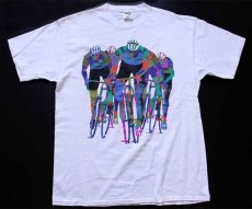 画像2: 90s USA製 Andrew Carson ロードバイク アート コットンTシャツ 白 XL (2)