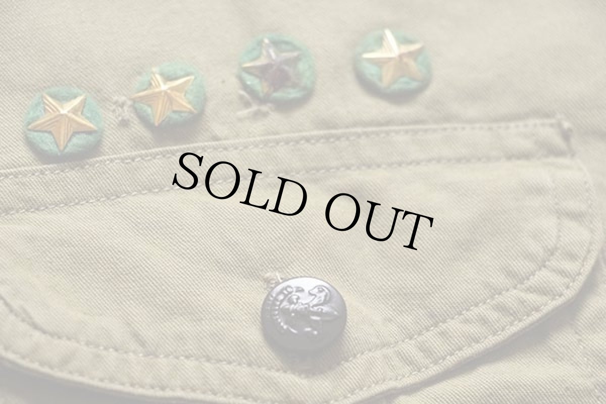 画像5: 40s BSA ボーイスカウト チェンジボタン ピンズ&パッチ&マチ付き コットンポプリンシャツ オリーブ★23 (5)