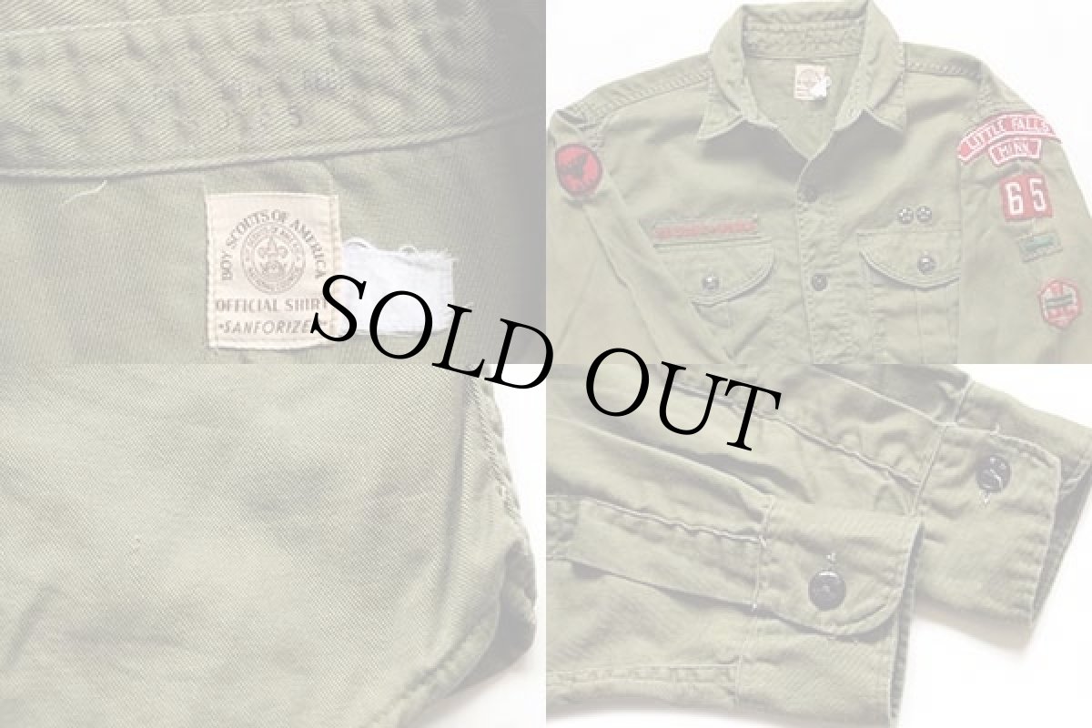 画像3: 60s BSA ボーイスカウト ピンズ&パッチ付き コットンツイルシャツ オリーブ 14.5★65 (3)