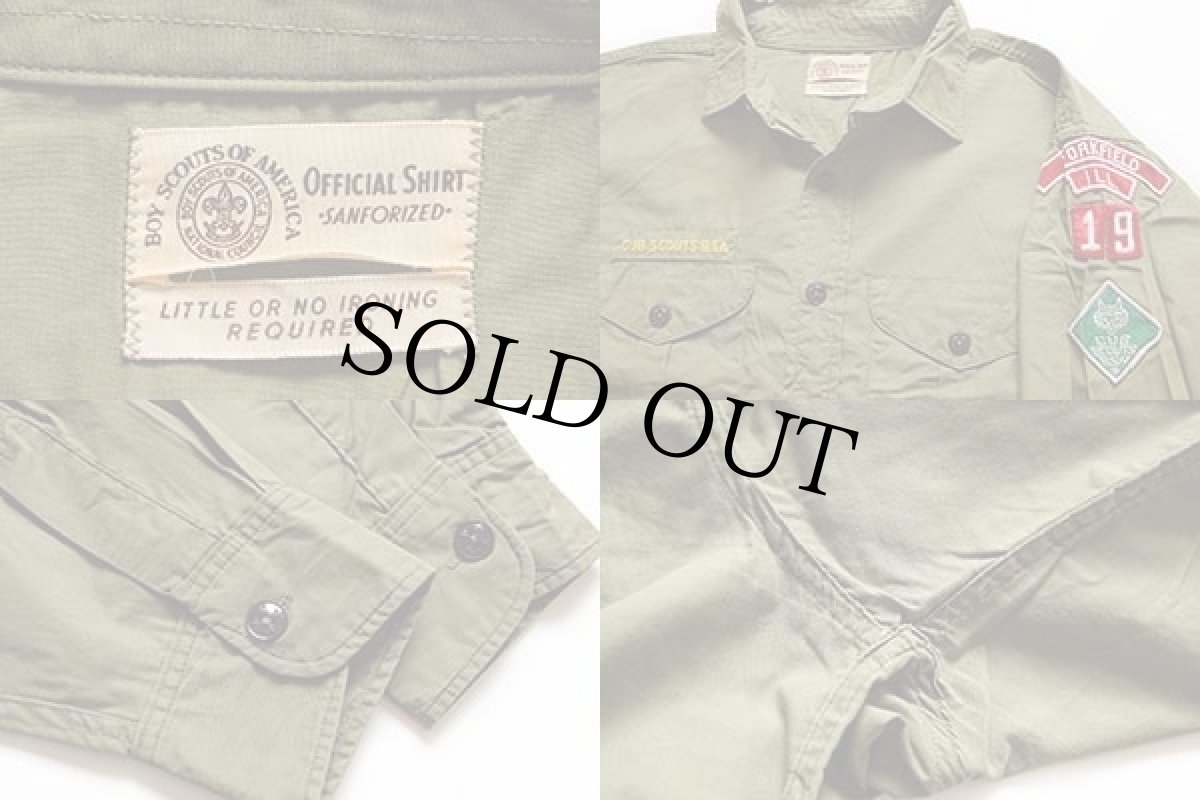 画像3: 60s CUB SCOUTS BSA ボーイスカウト パッチ付き コットンポプリンシャツ オリーブ★19 (3)