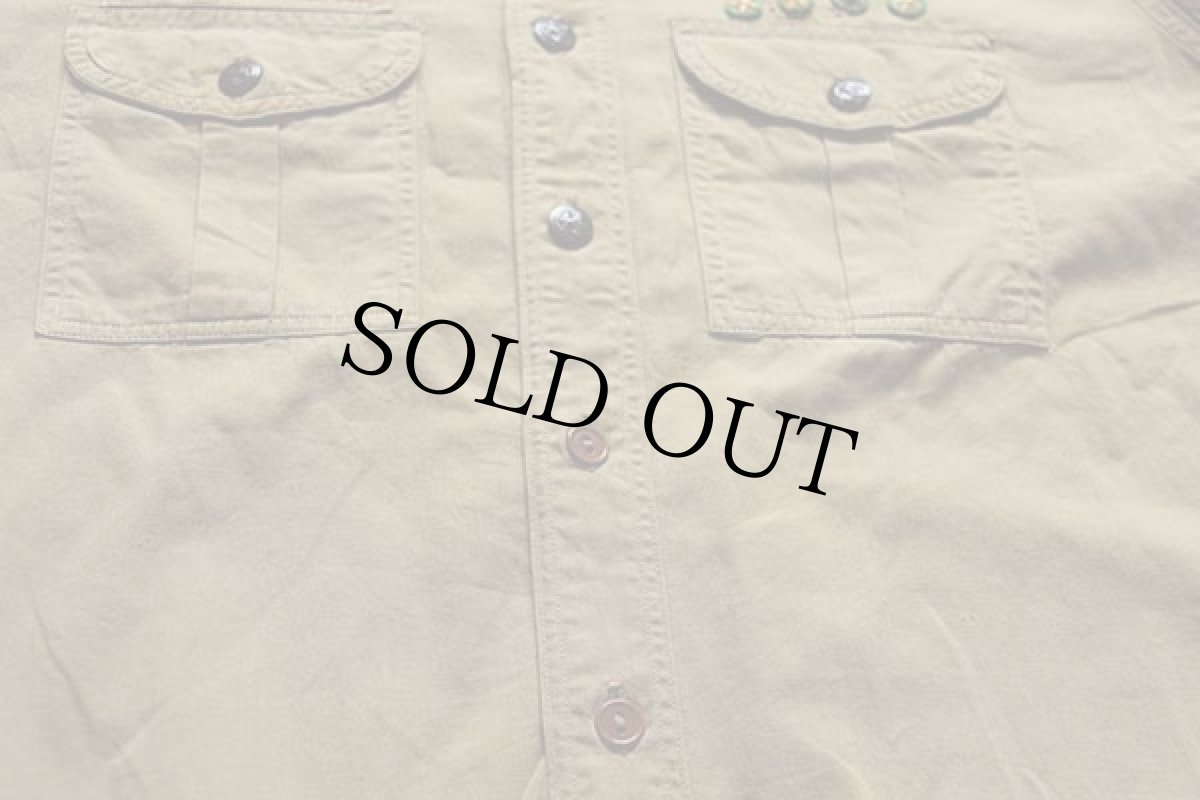 画像7: 40s BSA ボーイスカウト チェンジボタン ピンズ&パッチ&マチ付き コットンポプリンシャツ オリーブ★23 (7)