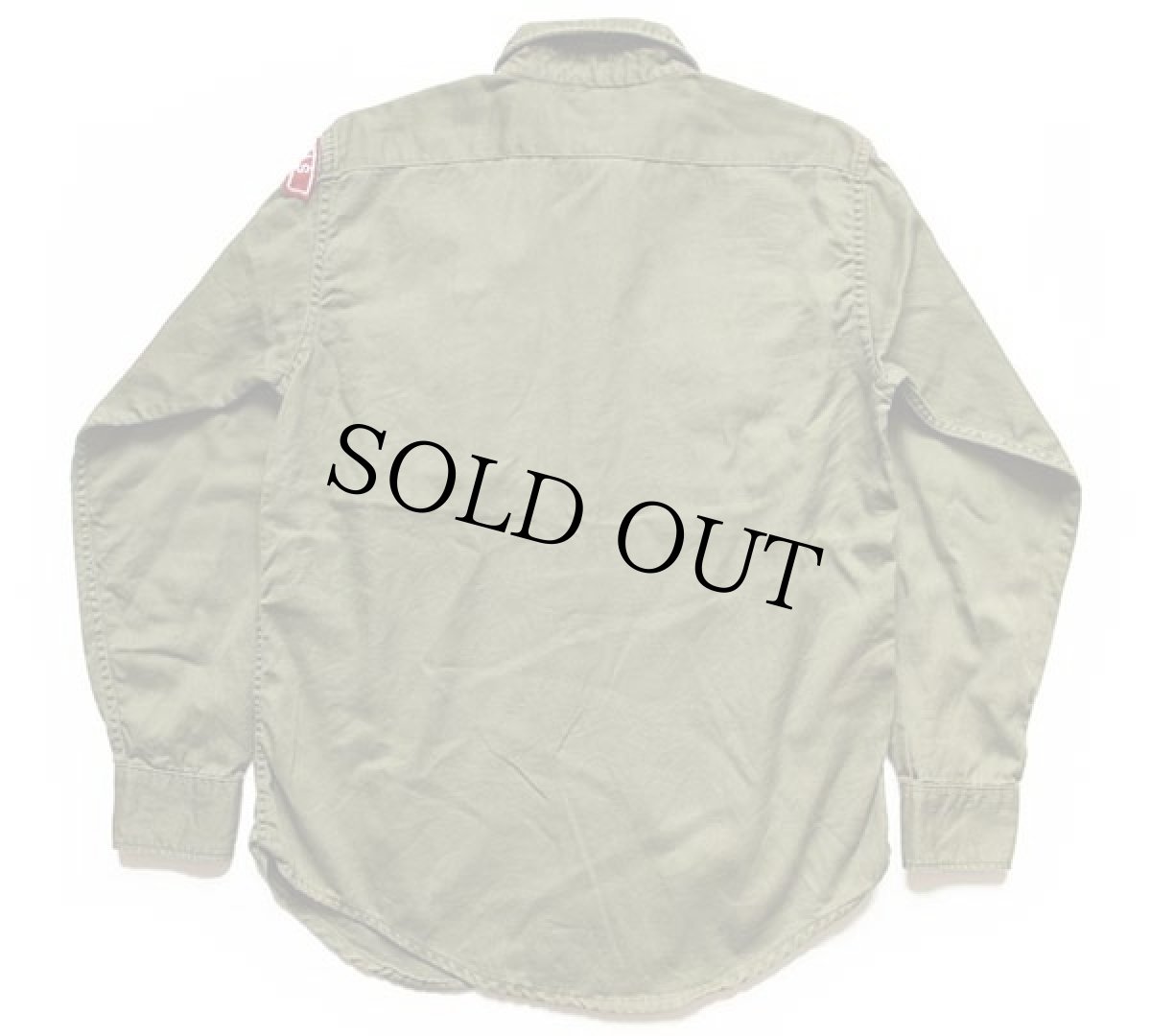 画像2: 60s BSA ボーイスカウト ピンズ&パッチ付き コットンツイルシャツ オリーブ 14.5★65 (2)