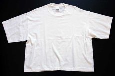 画像2: 90s USA製 Murina 無地 ショート丈 コットンTシャツ 白 (2)