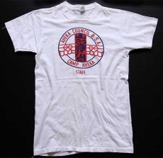 画像2: 60s BSA ボーイスカウト AHEKA COUNCIL CAMP AHEKA 染み込みプリント コットンTシャツ 白 S (2)