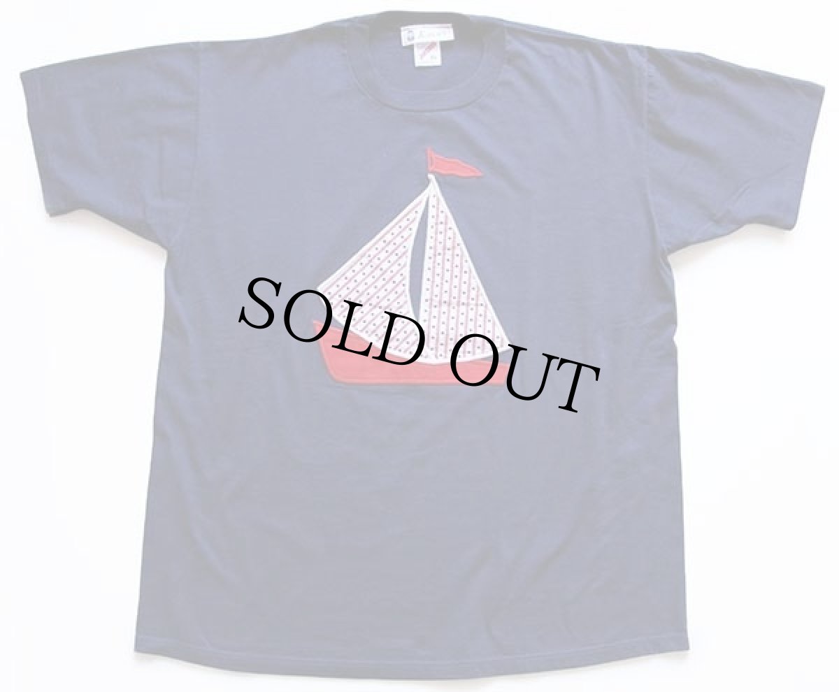 画像2: 90s USA製 Karen's ヨット アップリケ リメイク Tシャツ 紺 XL (2)