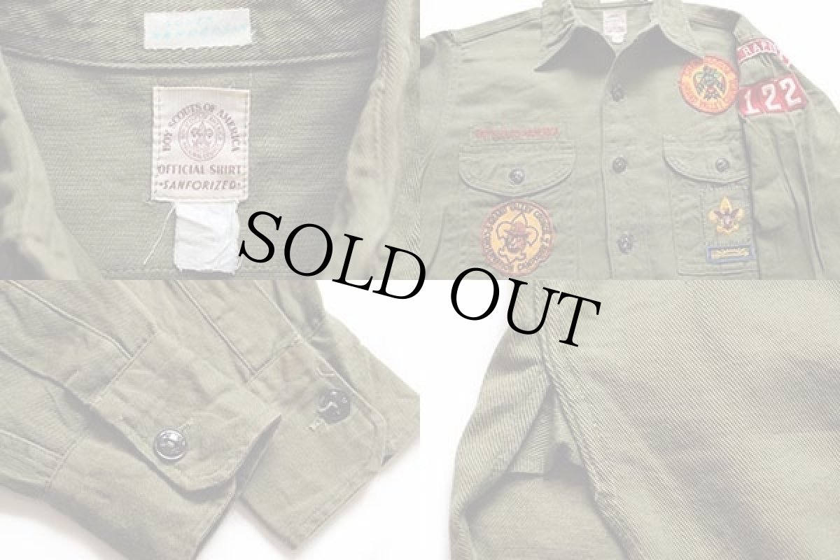 画像3: 50s BSA ボーイスカウト パッチ&マチ付き コットンツイルシャツ オリーブ★122 (3)