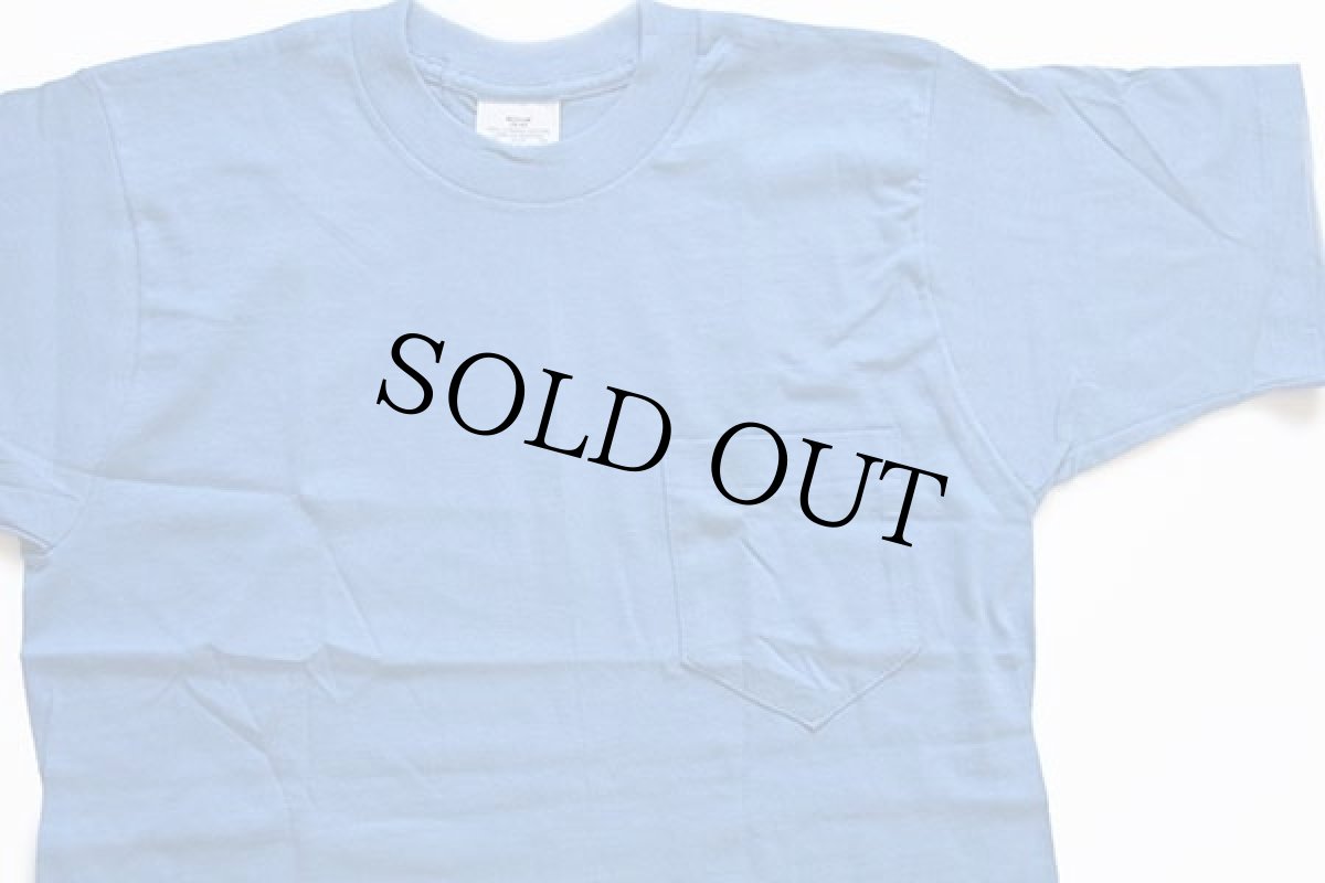 画像2: デッドストック★80s USA製 SEARS 無地 コットン ポケットTシャツ 水色 M (2)