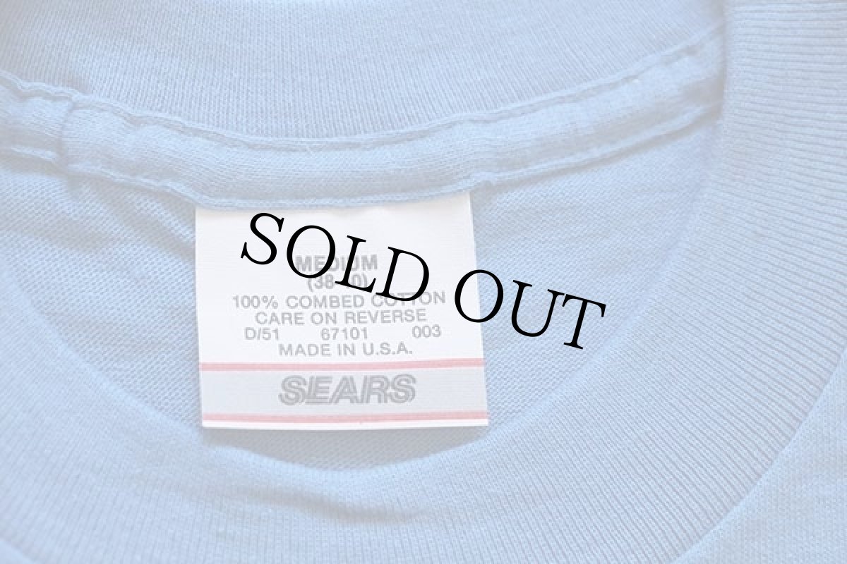 画像4: デッドストック★80s USA製 SEARS 無地 コットン ポケットTシャツ 水色 M (4)