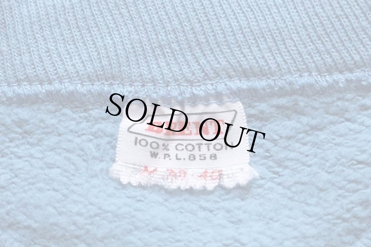 画像4: 50s MONTGOMERY WARD BRENT 無地 七分袖 コットン スウェット 水色 M (4)