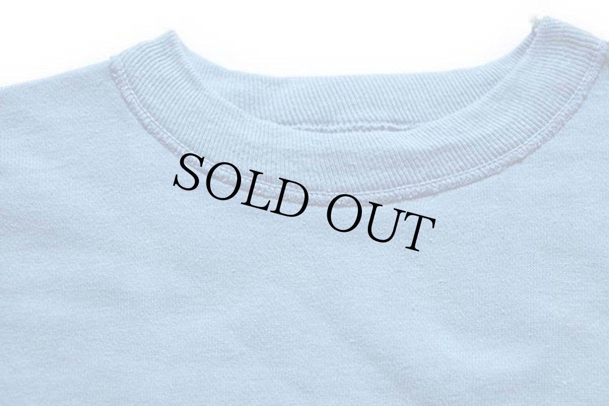 画像5: 50s MONTGOMERY WARD BRENT 無地 七分袖 コットン スウェット 水色 M (5)